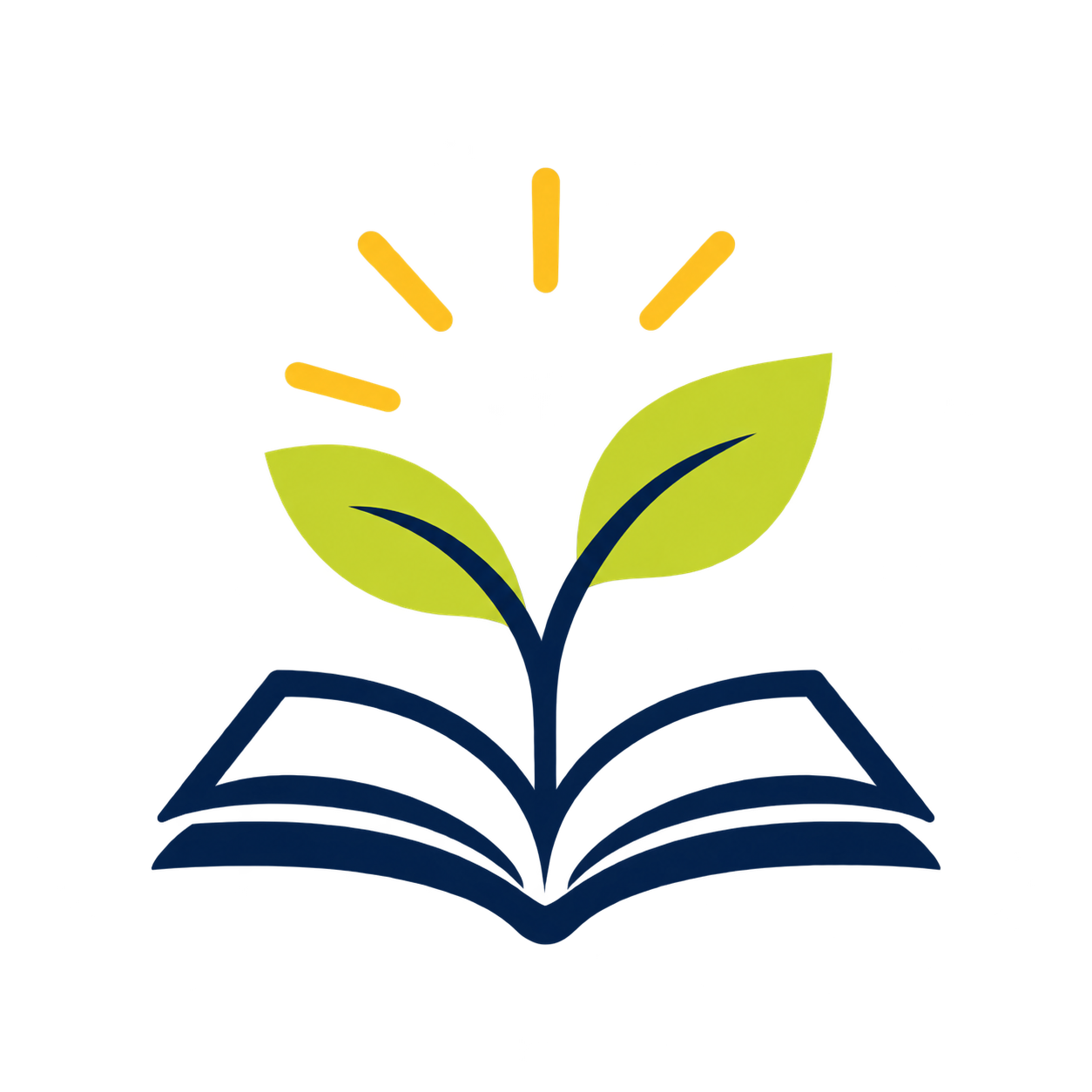 Seedling, open book and rays of light